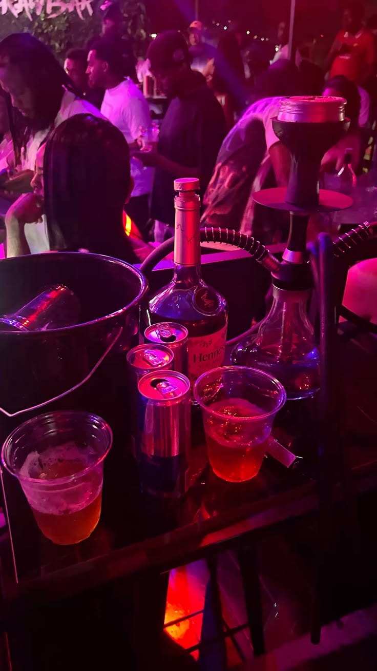 Close-up of hookah and cocktails at Walako Pub